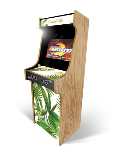 borne d'arcade en bois motif tropical